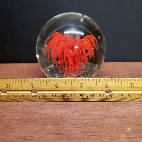 Red Volcanic Burst Eruption Jellyfish Glass Paperweight - Picture 11 of 12